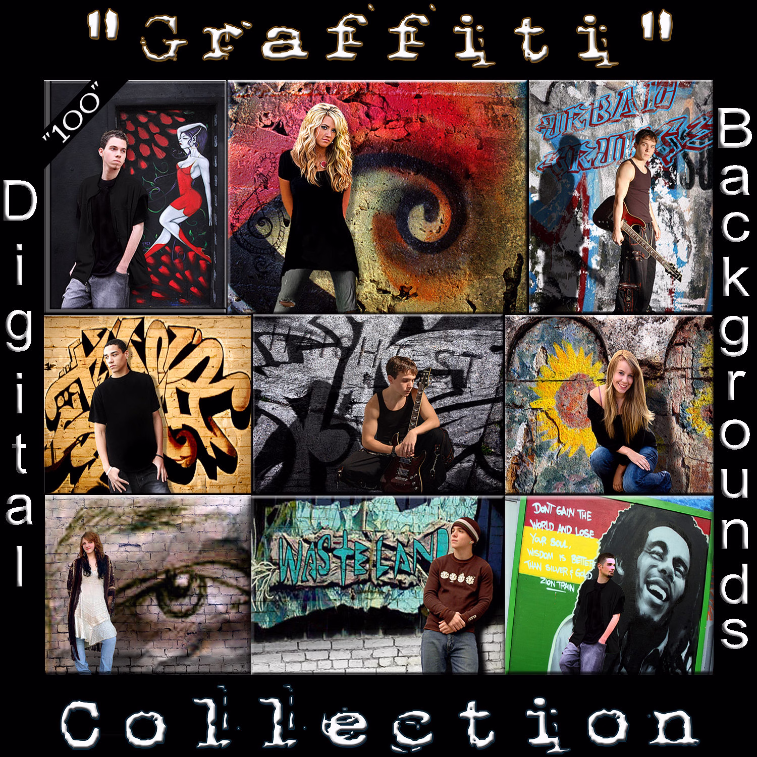 100 Digital Backgrounds Photography Backdrops For Green Screen Photo Editing Graffiti Wall Hot High School Senior Portraits | Y