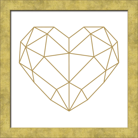 Golden Polygon Heart Framed Graphic Art Print Poster