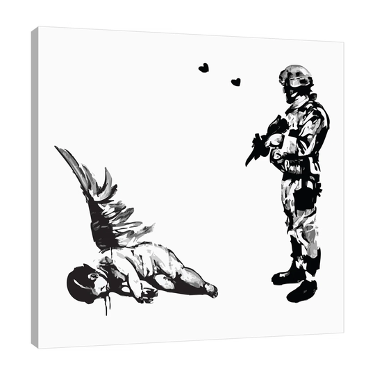 Shooting Cupid by Banksy - Wrapped Canvas Graphic Art Print