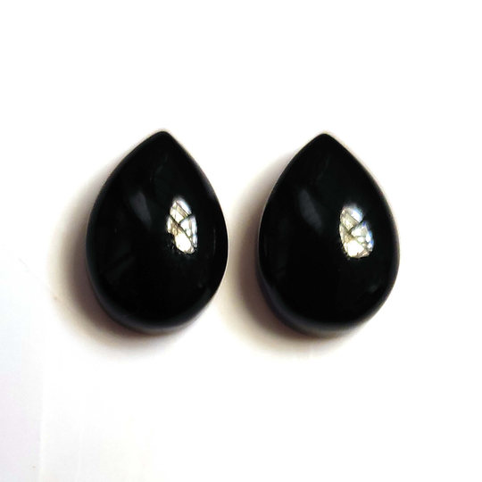 Black Onyx Cabochon Pair, Pear Shape 6x4 Mm To 20x30 Loose Calibrated Gemstone Pair Of For Jewelry Making. Craft Cabochon, Cab