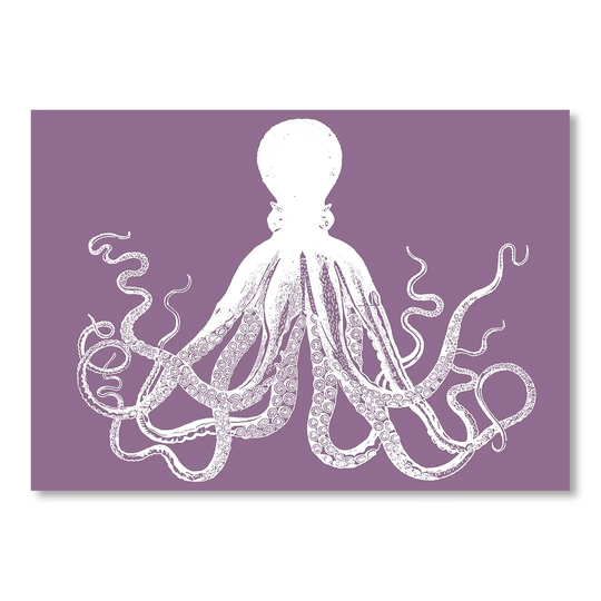 'Octopus' - Graphic Art Print on Paper in Purple