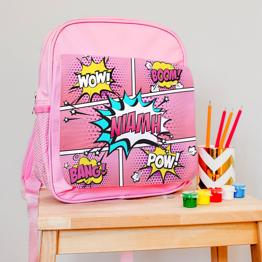 Personalised Comic Style Backpack For Girls, Back To School Supplies, Kids Bag