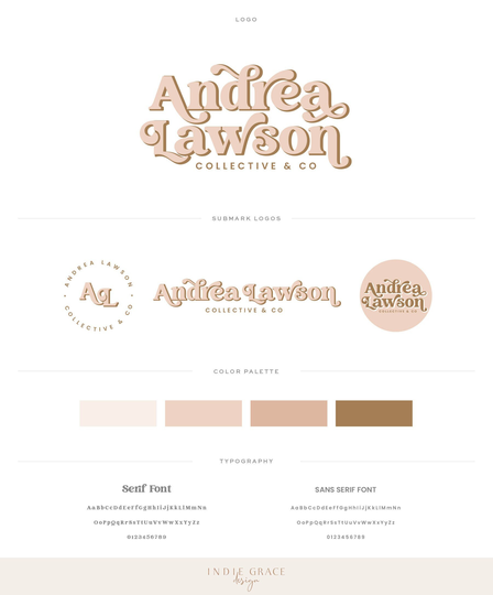 Retro Font Logo, Premade Boho Logo, Boutique Logo Design, Small Business Photographer Kit, Modern Branding, Peach