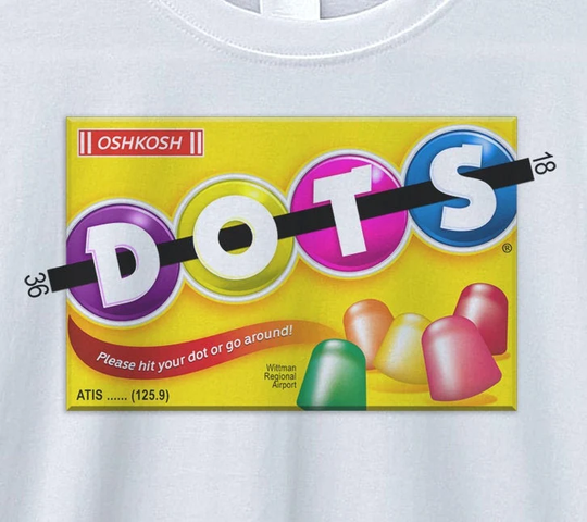 Oshkosh Dots- The T-Shirt - Aviation Humor, Gifts For Pilots, Airventure Parody Tshirt, Kosh, Bonanza Airshow Unisex Tee Shirt