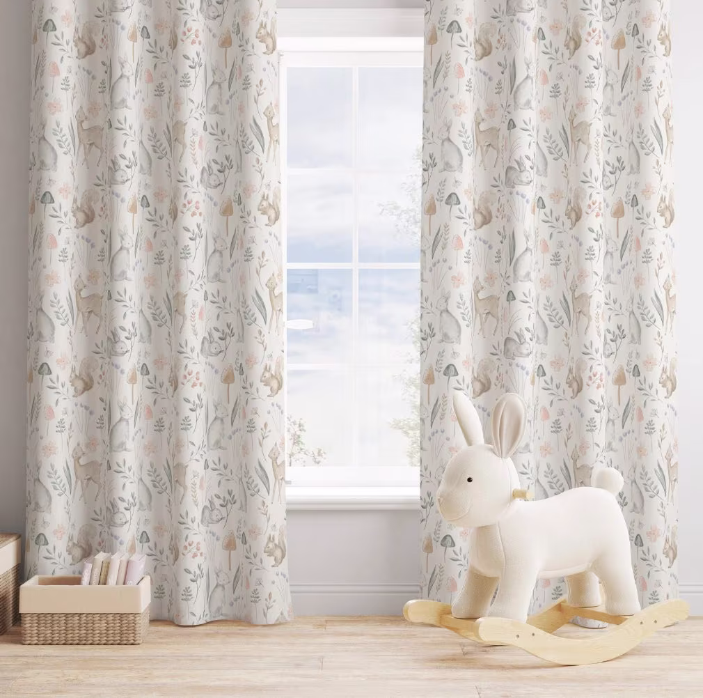 Woodland Rabbit Sketch, Nursery Curtains - Curtains With Eyelets, Curtains, Woodland Curtains, Animal Decor, Nursery, Decoration