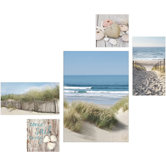 Beach Mix - 5 Piece Picture Frame Graphic Art Print Set on Canvas