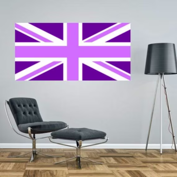 Union Jack Purple Lilac Pastel British Flag Wall Sticker Decal UK Great Britain Graphic Art Mural Girly Pretty