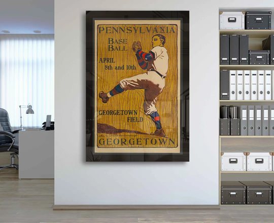 Baseball Prints Canvas Wall Art Framed Vintage Pennsylvania Glass Georgetown City Posters & Gifts For Dad