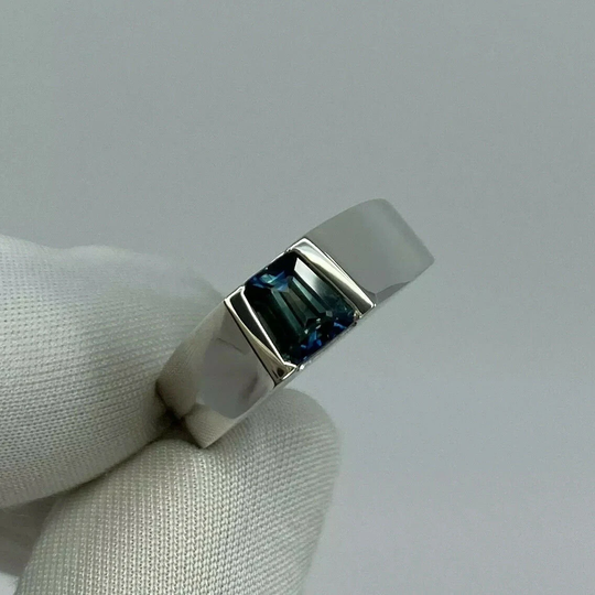 Itsit Bi Colour Blue Green Australian Sapphire Fancy Cut 18K White Gold Ring