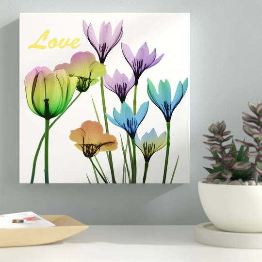 Floral Rainbow Love - Wrapped Canvas Graphic Art Print