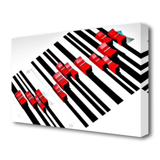 Graphic Equalizer Black Red Club - Wrapped Canvas Graphic Art Print