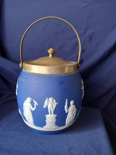 Wedgwood Biscuit Barrel, Jasperware Cookie Jar, Biscuiteer, Antique Wedgwood, Vintage Afternoon Tea, A/F