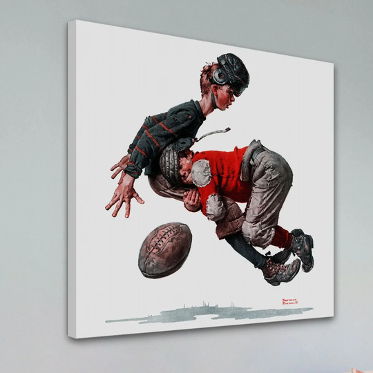 Fumble or Tackled by Norman Rockwell - Wrapped Canvas Graphic Art Print