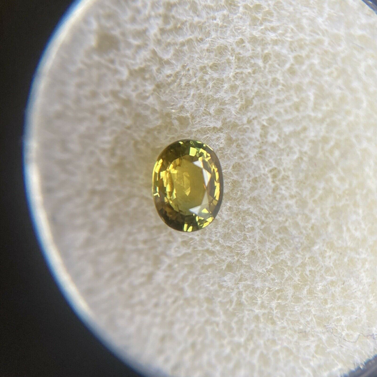 Vivid Green Yellow Untreated Sapphire 0.68Ct Oval Cut Untreated 5.8x4.4mm Gem