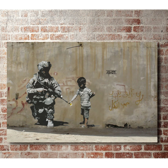 Peace by Banksy - Wrapped Canvas Graphic Art Print