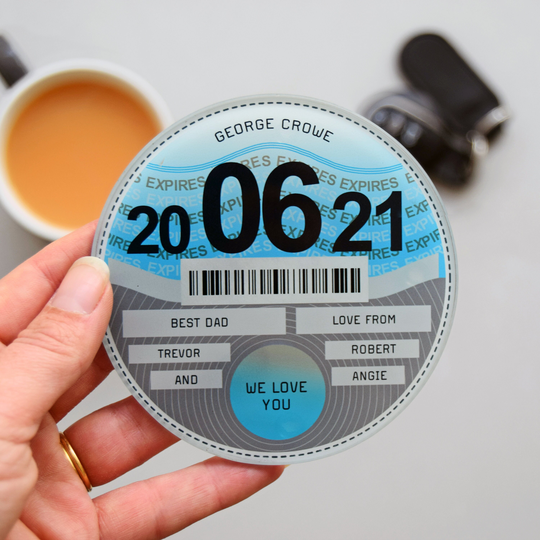 Personalised Tax Disc Coaster Gift For Dad, Custom Coaster, Father's Day