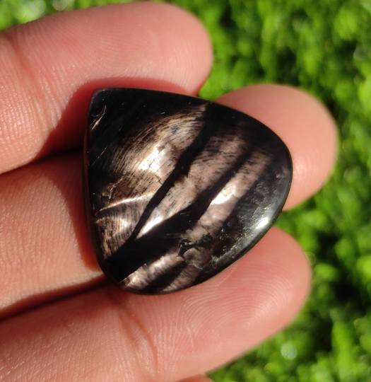 Hypersthene Cabochon Stone, 27.5x27 Pear Shape Gemstone 34 Ct Loose Cabochon , Handmade Black Cabochon, Multi Fire, Gemstone