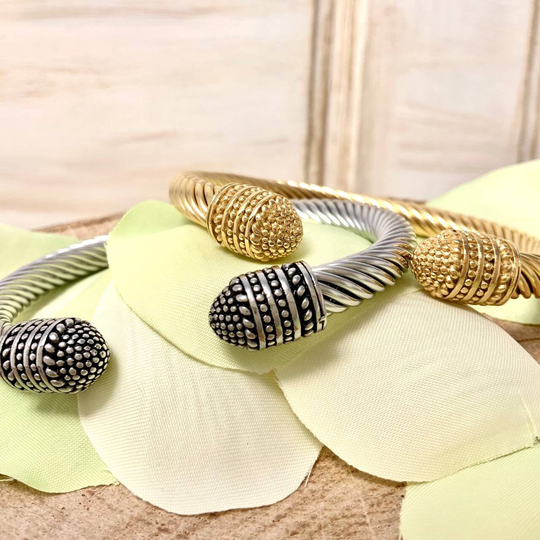 Class 7mm Cable Cuff Bracelet Every Day No Coloration Braided Twist Wire, For Medium & Large Size Wrist. Stackable Hot Fashion Trendy