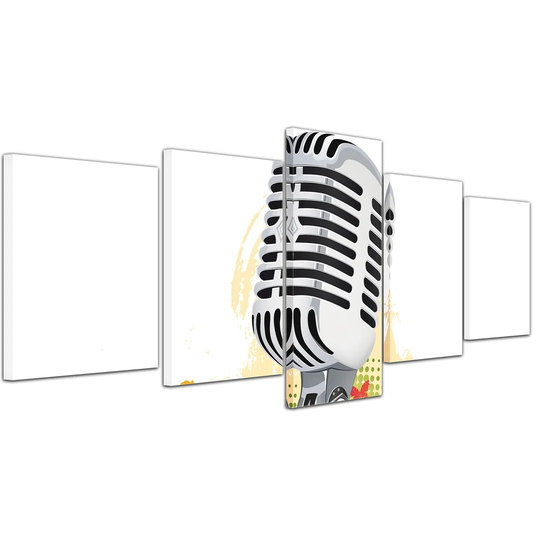 Microphone 5-Piece Graphic Art on Canvas Set
