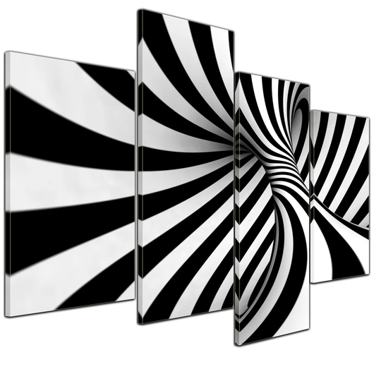 Abstract 3D Spiral 4 Piece Graphic Art on Canvas Set