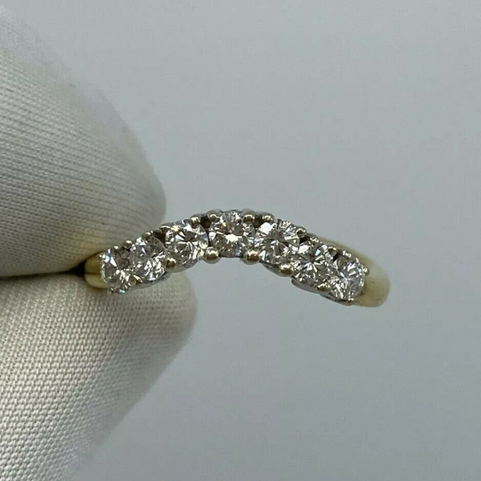 0.56Ct White Diamond Eternity Fitted Wedding Band 18K Gold Millennium Ring
