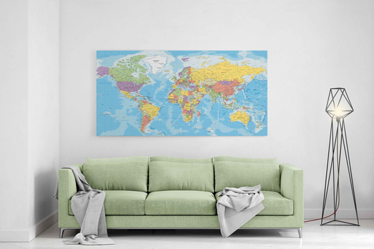 Classic Map Of The World Canvas Print - Free Shipping, Map, Wall Decor, Housewarming Gift Birthday, Floating Frame