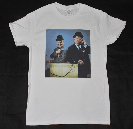 Laurel & Hardy White T-Shirt Sizes Available S-3xl | Personalisation Upon Request