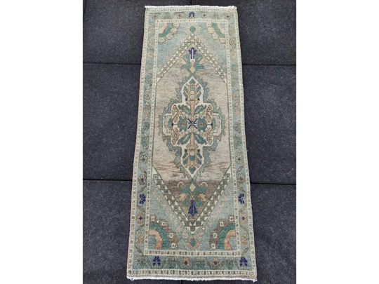1.4x3.6 Ft Decor Small Rug, Vintage Oushak Hallway Anatolian Old Rug