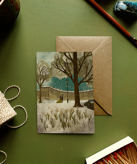 Christmas Bath Royal Crescent Snow Illustration Greeting Card Set
