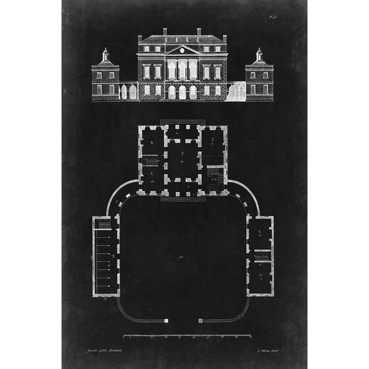 Graphic Building & Plan II by James Gibbs - Wrapped Canvas Graphic Art