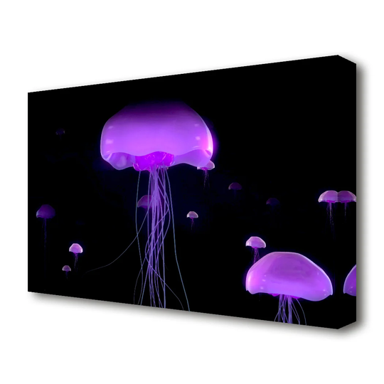 Jellyfish Lights Up the Ocean Wildlife - Wrapped Canvas Graphic Art Print