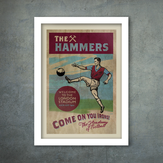 The Hammers, Retro Style West Ham - Football Poster Print