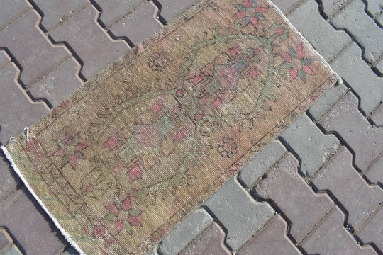 Mini Small Rug, Pastel Rug, 1x2 Vintage Rug, Outdoor Faded Small Rug, Closet 1x2 Turkish Rug, Antique Rug, Bath Rug, 1'4x2'8 Ft, 646-K