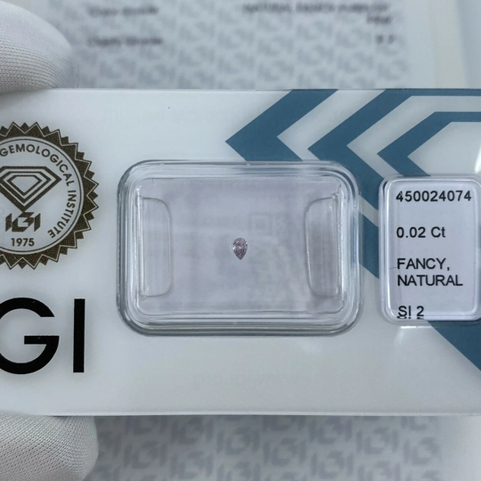 Untreated Fancy Pink Purple Diamond Igi Certified Sealed Si2 Pear Teardrop Cut