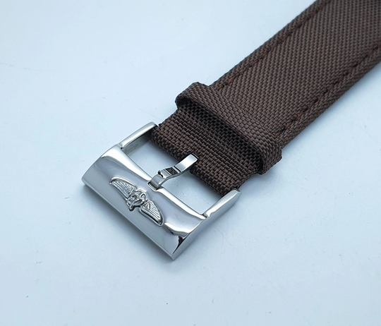 New 22mm Nylon & Leather Replacement Strap Fit For Breitling Avenger Watch Brown