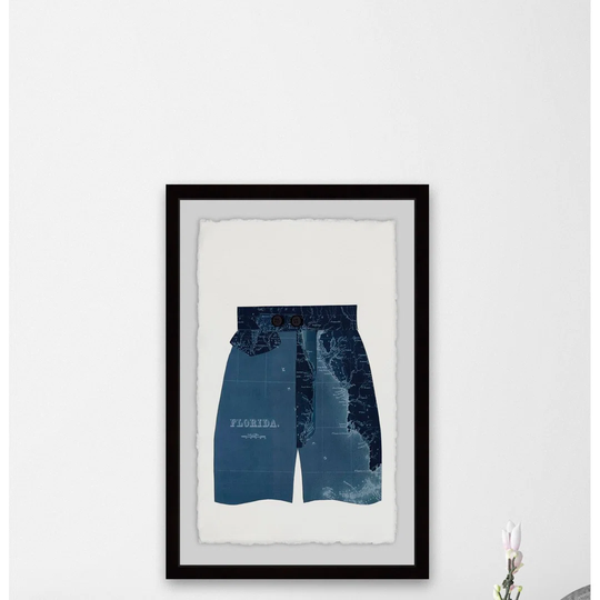 Navy Shorts - Picture Frame Graphic Art Print on Paper