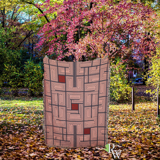 Whirling Arrow Terra Cotta - Frank Lloyd Wright Cotton Woven Blanket Throw Made in The Usa | 72x54