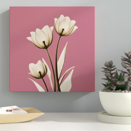 Pink Luster Tulips_C68 - Wrapped Canvas Graphic Art Print