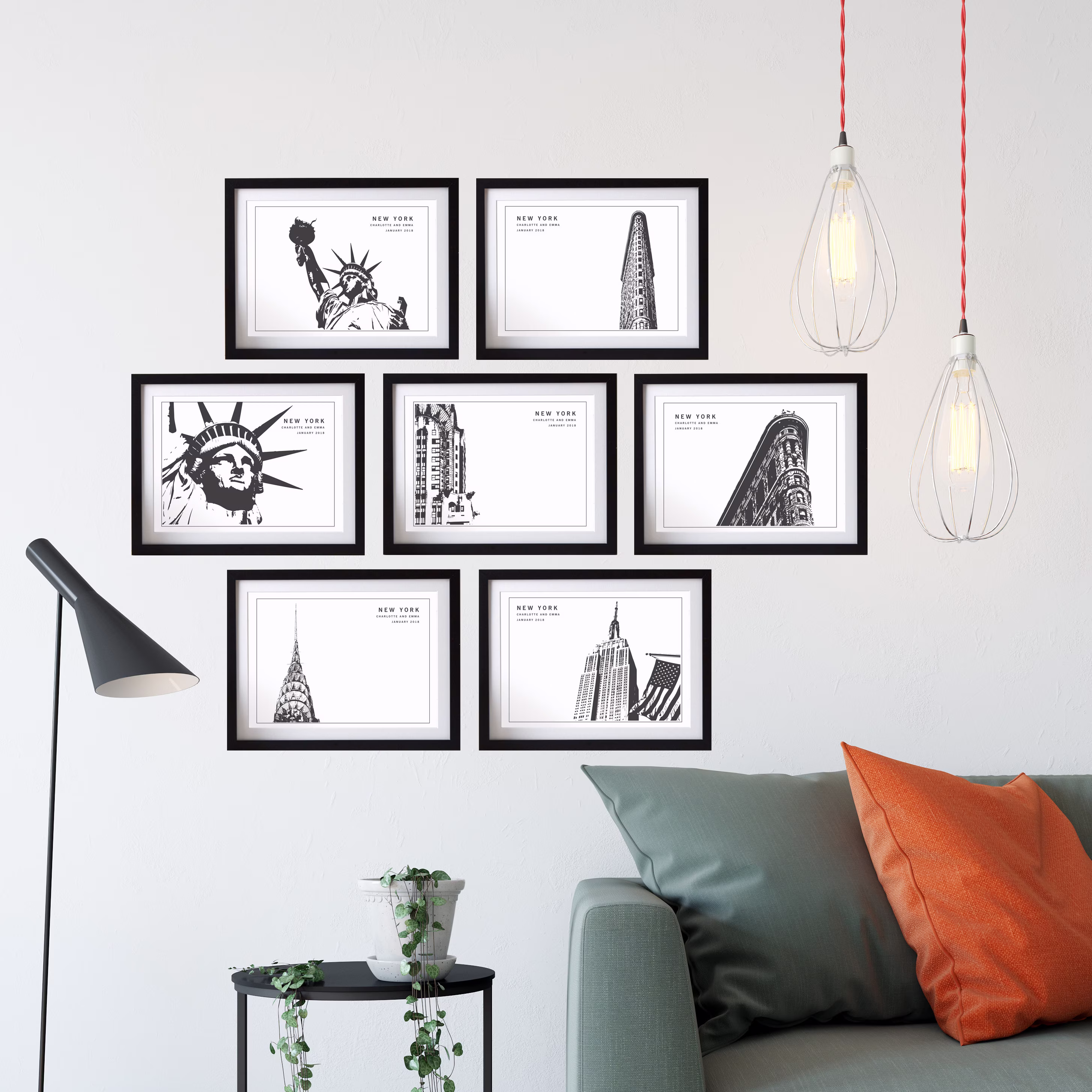 New York Personalised Monochrome Usa Art Print