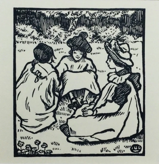 1948 Lucien Pissarro Woodcut From Original Block Loaned By The Artist's Widow. First Printing. Curwen Press 6x6Ins