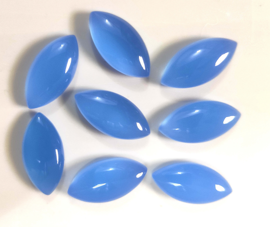 Blue Chalcedony, Marquise Shape, Loose Stone For Bezel Setting 5x10 To 15x30 Mm All Size Available, Calibrated Cabs, Flat Back, Jewelry Gems