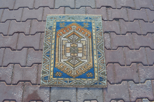 1'6x2'0 Doormate Carpet, Mini Rug, Antique Bathroom Rug, Doormate Rug, Oushak Small Rug, Small Size Rug, Decorative Rug, Rug, 487-B, Doormates