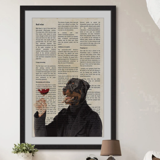 Dobie with Wine Glass by Eyre Tamey - Picture Frame Graphic Art Print on Paper