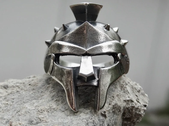 Gladiator Ring Sterling Silver 925 Spartan Helmet Warrior Doom Mask Roman Men Handcrafted Jewellery Silverzone77