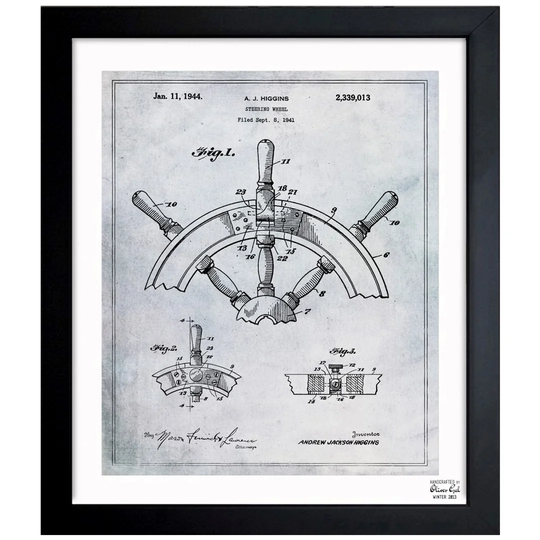 Steering Wheel 1944 - Picture Frame Graphic Art Print on Canvas