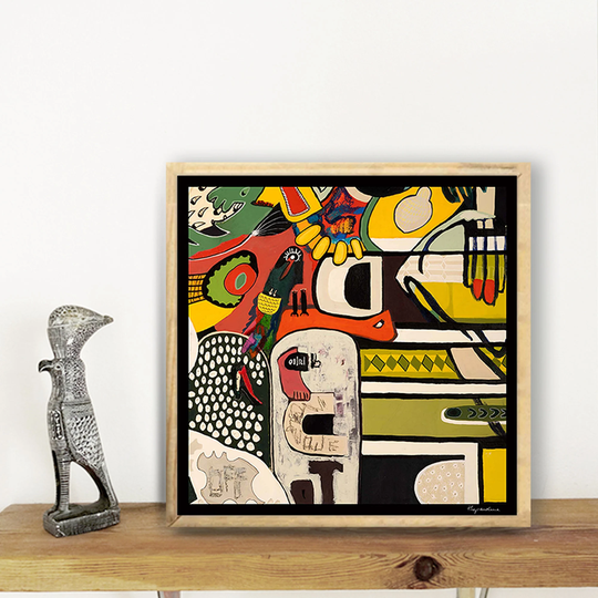 Modern Contemporary Artwork, Acrylic Painting , Abstract Graphic Art, Bright Color Print, Living Room Wall Collage, 70S Art