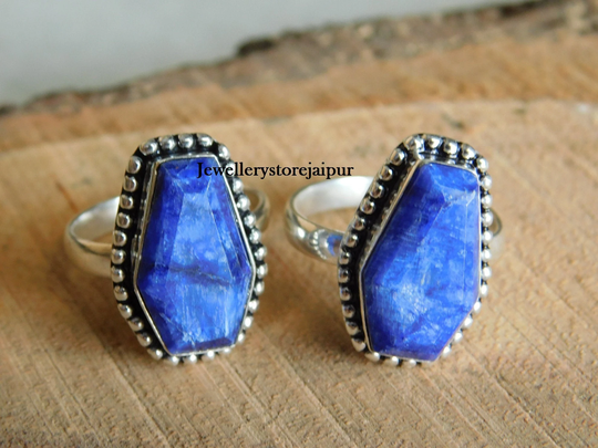Lapis Lazuli Coffin Sterling Silver Ring Statement Ring Handmade Ringwedding Giftjewelry For Love Best Gift Her Success