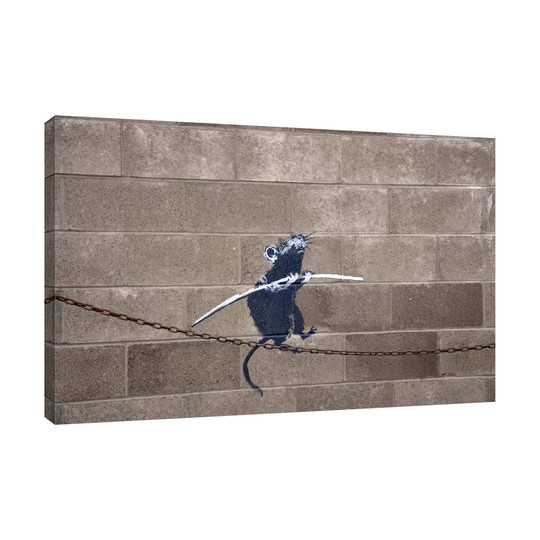 Rat on a High Wire by Banksy - Wrapped Canvas Graphic Art Print