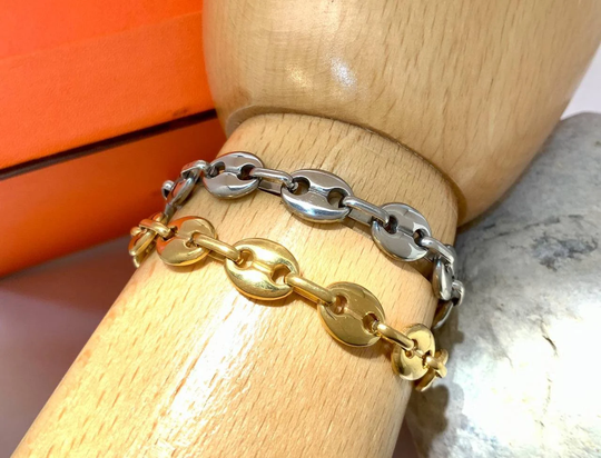 Pig Nose Link Bracelet No Coloration Gold Plated Stackable Trendy Fashion Basic Classic Everyday Jewelry