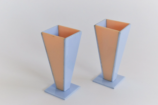 Vintage Art Deco Pair Of Lucite Vases